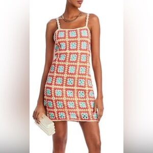 WILLOW AND WIND Women’s CROCHET‎ Lined Above Knee DRESS
